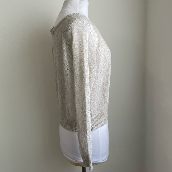 Kai-aakmann Sheer Metallic Sweater Slightly Cropped Festive Scoopneck Size Small - Picture 5 of 10